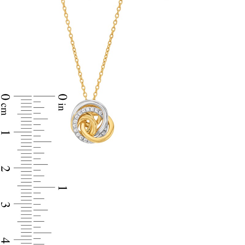 0.10 CT. T.W. Diamond Knot Pendant in 18K Two-Toned Gold