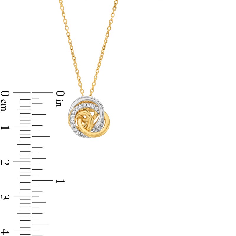 Italian Gold 0.10 CT. T.W. Diamond Knot Pendant in 18K Two-Toned Gold|Peoples Jewellers