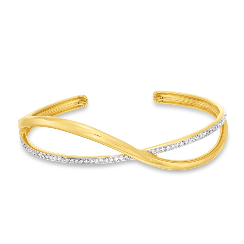 Italian Gold 0.25 CT. T.W. Diamond Bypass Bangle Bracelet in 18K Gold|Peoples Jewellers