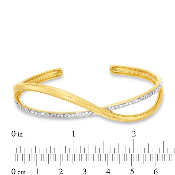 0.25 CT. T.W. Diamond Bypass Bangle Bracelet in 18K Gold
