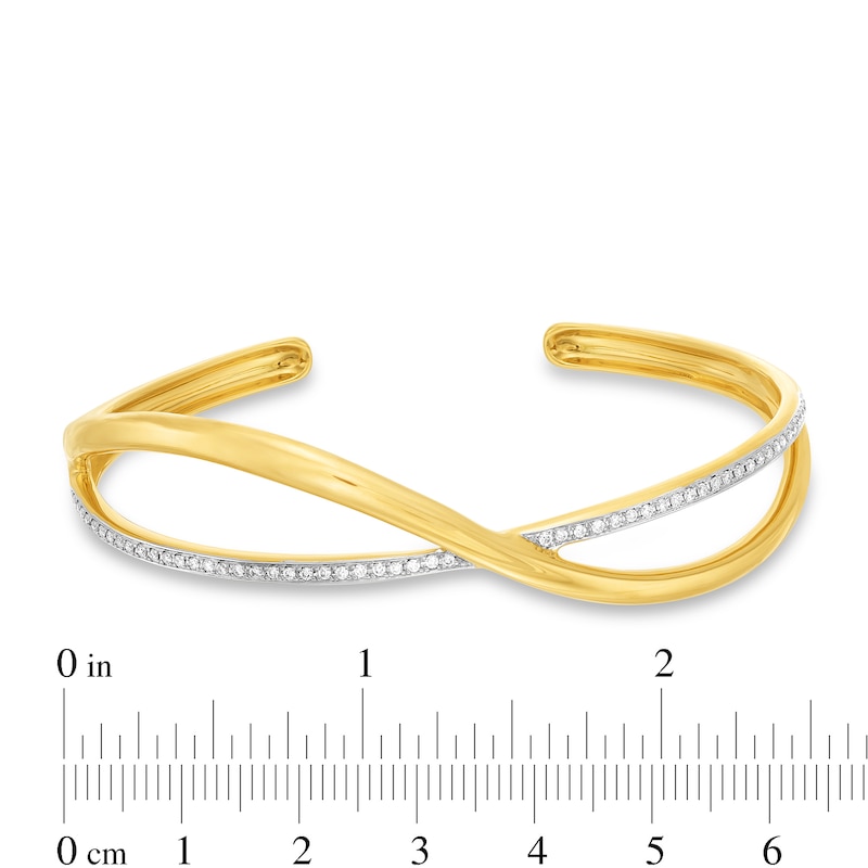 Main Image 2 of 0.25 CT. T.W. Diamond Bypass Bangle Bracelet in 18K Gold