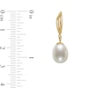 8.0mm Oval Freshwater Cultured Pearl Feather Drop Earrings in 14K Gold