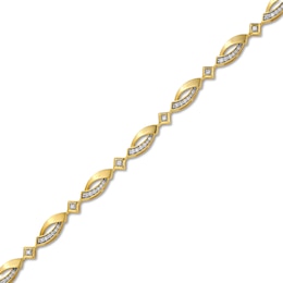 0.50 CT. T.W. Diamond Bypass Link Alternating Bracelet in 10K Gold - 7.25&quot;