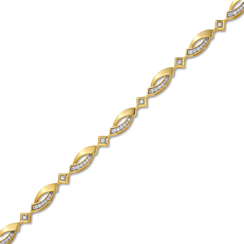 0.50 CT. T.W. Diamond Bypass Link Alternating Bracelet in 10K Gold - 7.25"