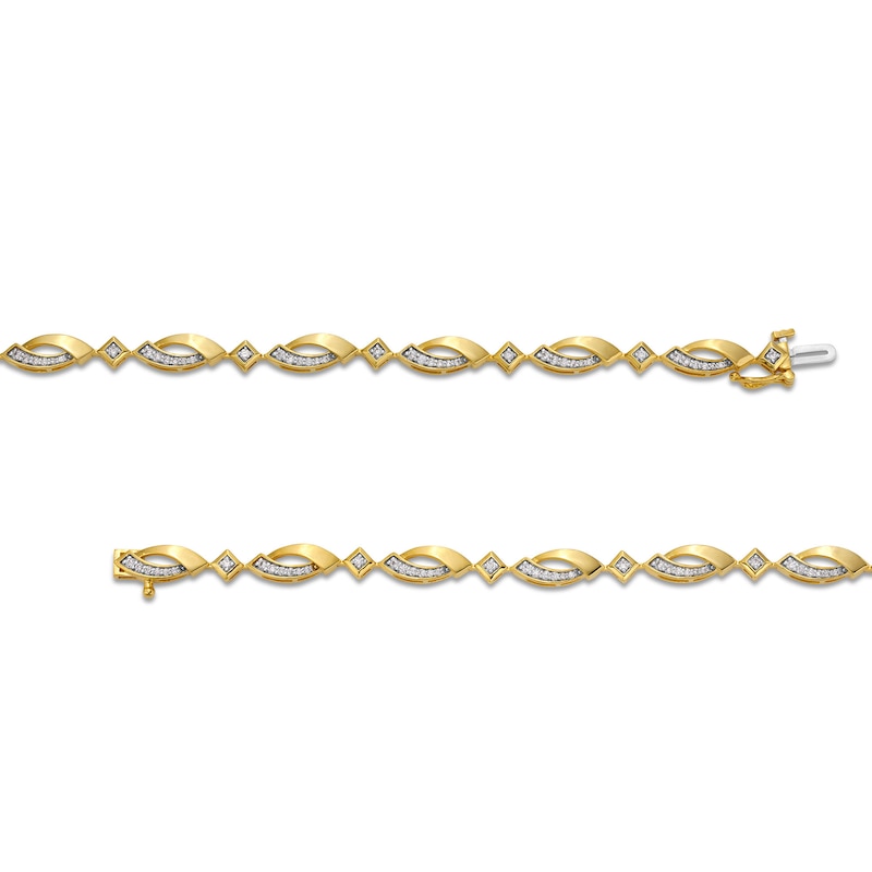 0.50 CT. T.W. Diamond Bypass Link Alternating Bracelet in 10K Gold - 7.25"|Peoples Jewellers