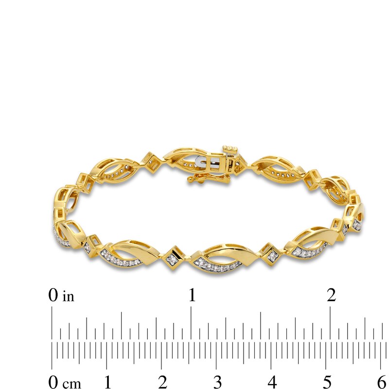 0.50 CT. T.W. Diamond Bypass Link Alternating Bracelet in 10K Gold - 7.25"|Peoples Jewellers