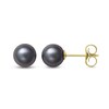 Thumbnail Image 1 of 6.0mm Dyed Black Akoya Cultured Pearl Stud Earrings in 14K Gold