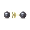 Thumbnail Image 2 of 6.0mm Dyed Black Akoya Cultured Pearl Stud Earrings in 14K Gold