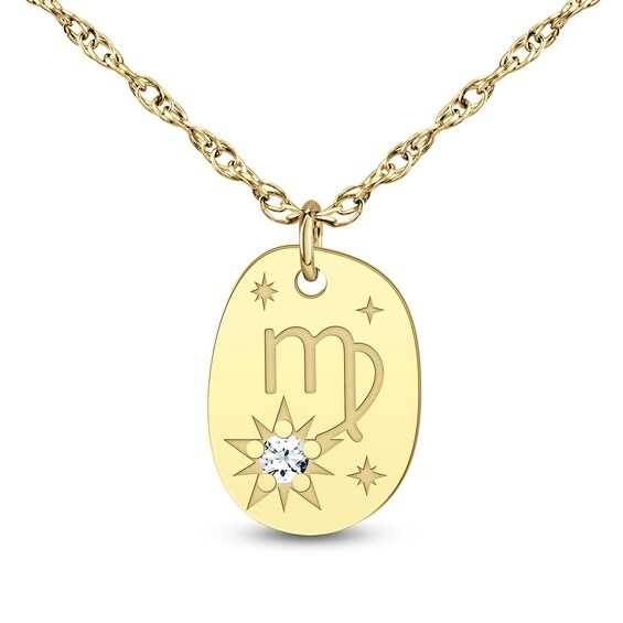 Birthstone Engravable Zodiac Sign Oval Disc Pendant (1 Stone and Sign)