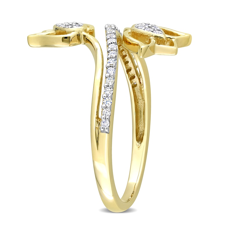 Main Image 2 of 0.16 CT. T.W. Diamond Tulip Split Shank Ring in 10K Gold