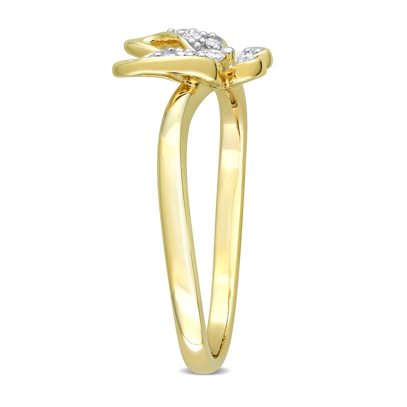Main Image 2 of 0.12 CT. T.W. Diamond Butterfly Ring in 10K Gold