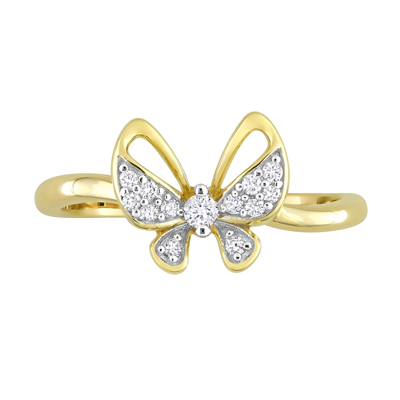 Main Image 3 of 0.12 CT. T.W. Diamond Butterfly Ring in 10K Gold