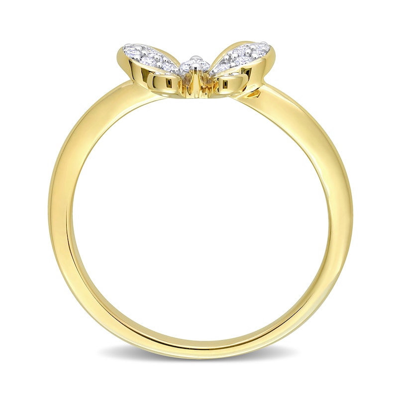 Main Image 4 of 0.12 CT. T.W. Diamond Butterfly Ring in 10K Gold