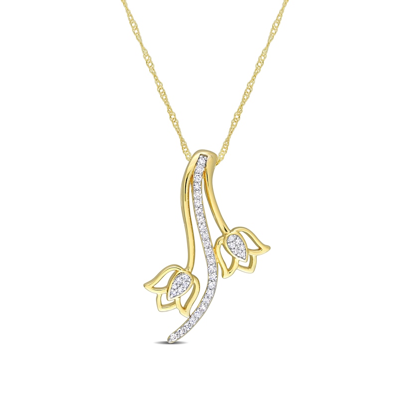 Main Image 1 of 0.15 CT. T.W. Diamond Tulip Pendant in 10K Gold