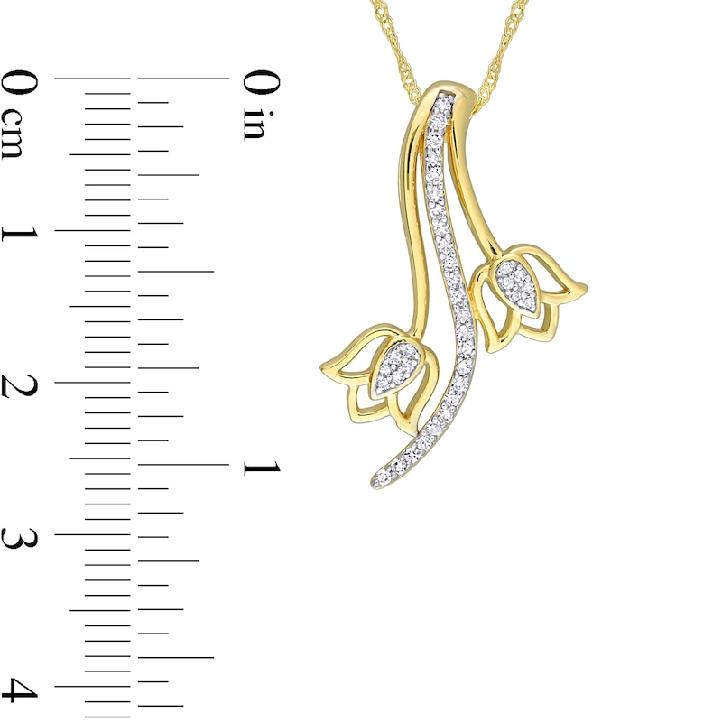 Main Image 2 of 0.15 CT. T.W. Diamond Tulip Pendant in 10K Gold