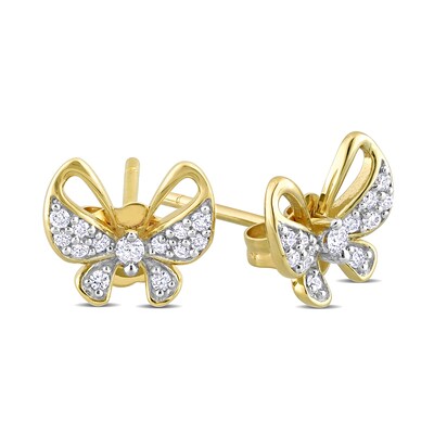 0.14 CT. T.W. Diamond Butterfly Stud Earrings in 10K Gold