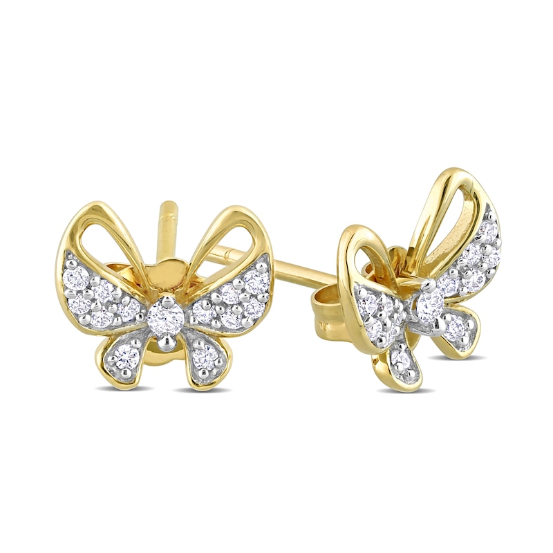 0.14 CT. T.W. Diamond Butterfly Stud Earrings in 10K Gold