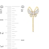 Thumbnail Image 2 of 0.14 CT. T.W. Diamond Butterfly Chain Front/Back Earrings in 10K Gold
