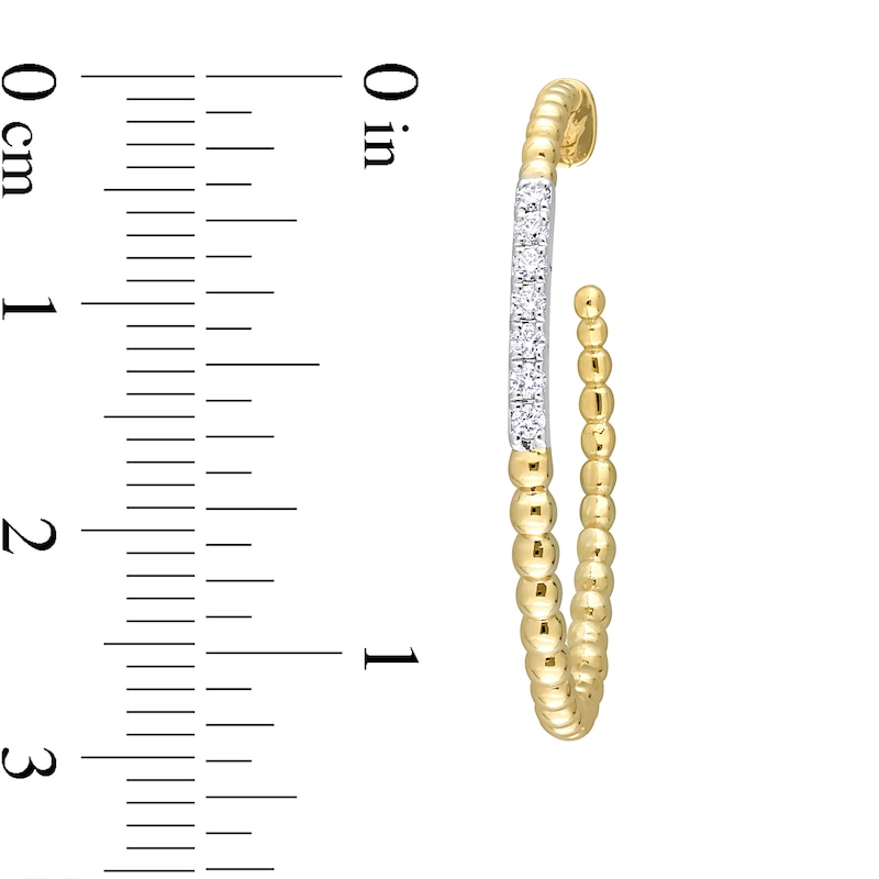 0.21 CT. T.W. Diamond Beaded Bar Hoop Earrings in 14K Gold