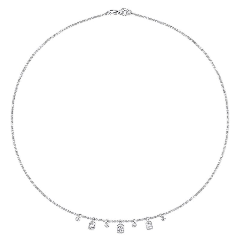 0.51 CT. T.W. Multi Diamond Station Necklace in 14K White Gold|Peoples Jewellers