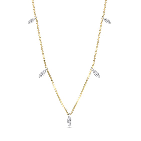 0.09 CT. T.W. Diamond Frame Station Necklace in 14K Two-Toned Gold