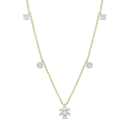 0.29 CT. T.W. Diamond Flower Frame Station Necklace in 14K Two-Toned Gold