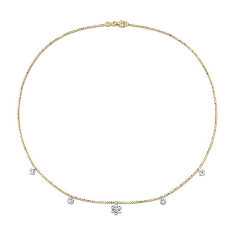 0.29 CT. T.W. Diamond Flower Frame Station Necklace in 14K Two-Toned Gold