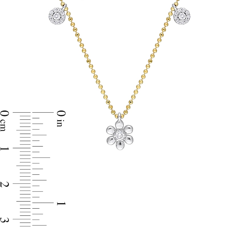 0.29 CT. T.W. Diamond Flower Frame Station Necklace in 14K Two-Toned Gold