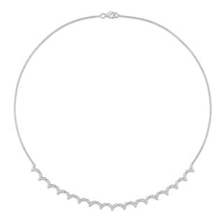0.59 CT. T.W. Diamond Scallop Edge Necklace in 14K White Gold