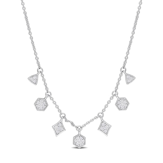 0.18 CT. T.W. Diamond Multi-Frame Station Necklace in 14K White Gold