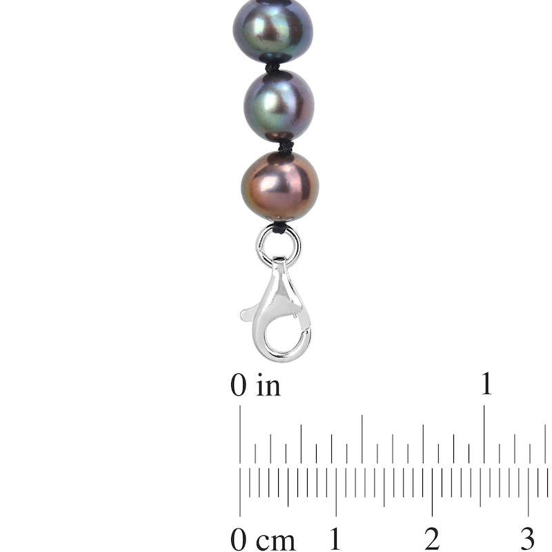 Men's 7.0-7.5mm Black Cultured Tahitian Pearl Compass Necklace in Sterling Silver|Peoples Jewellers