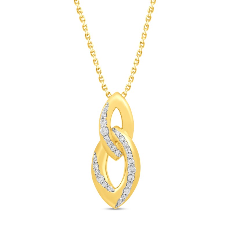 0.20 CT. T.W. Diamond Double Link Drop Pendant in 10K Gold