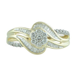 0.45 CT. T.W. Multi-Diamond Flower Bypass Ring in 10K Gold