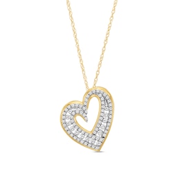 1.00 CT. T.W. Certified Lab-Grown Diamond Tilted Heart Pendant in 10K Gold (F/SI2)