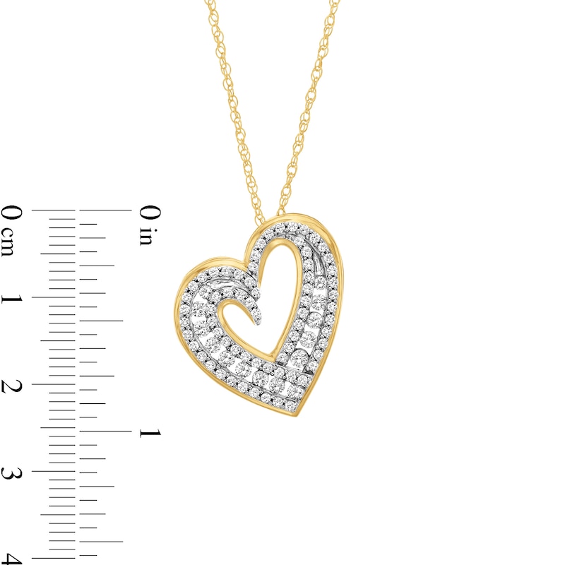 Main Image 3 of 1.00 CT. T.W. Certified Lab-Grown Diamond Tilted Heart Pendant in 10K Gold (F/SI2)
