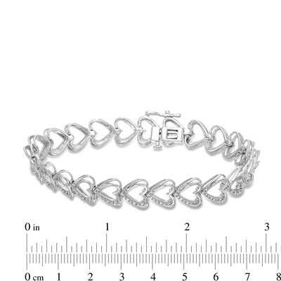 0.25 CT. T.W. Diamond Open Heart Link Bracelet in Sterling Silver