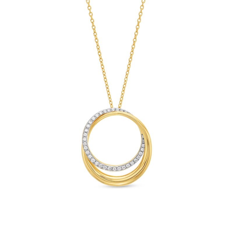 0.15 CT. T.W. Diamond Double Circle Pendant in 18K Gold