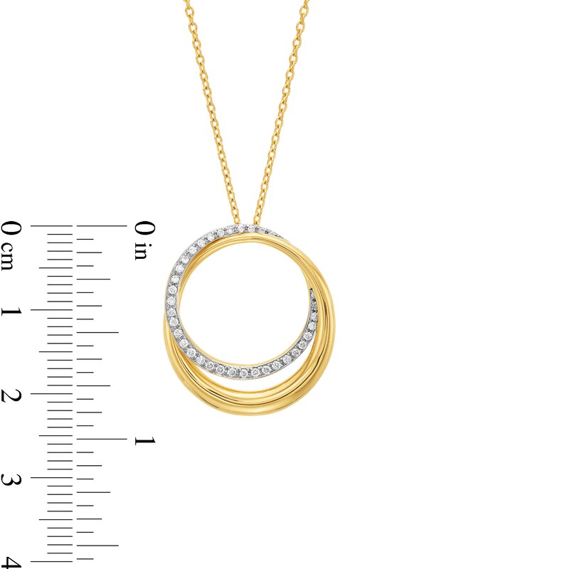 0.15 CT. T.W. Diamond Double Circle Pendant in 18K Gold
