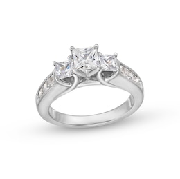 1.95 CT. T.W. Princess-Cut Diamond Past Present Future® Engagement Ring in 14K White Gold