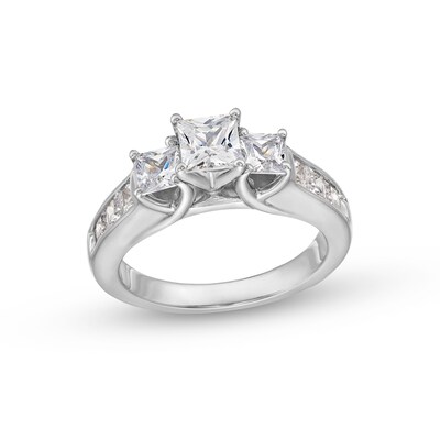 1.95 CT. T.W. Princess-Cut Diamond Past Present Future® Engagement Ring in 14K White Gold