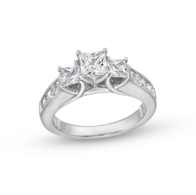 1.95 CT. T.W. Princess-Cut Diamond Past Present Future® Engagement Ring in 14K White Gold|Peoples Jewellers