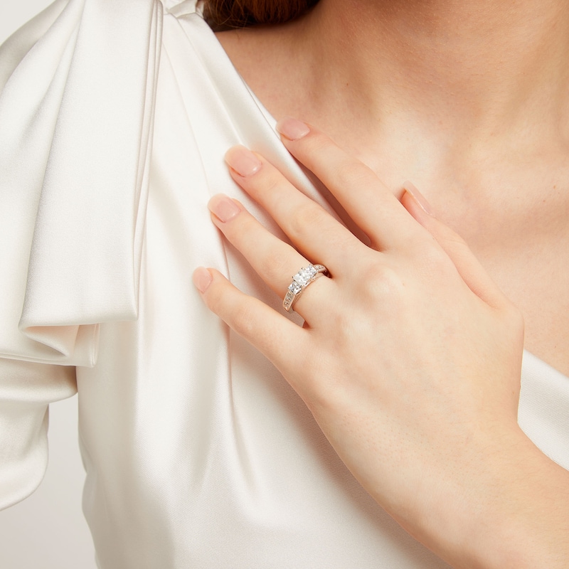 Main Image 2 of 1.95 CT. T.W. Princess-Cut Diamond Past Present Future® Engagement Ring in 14K White Gold