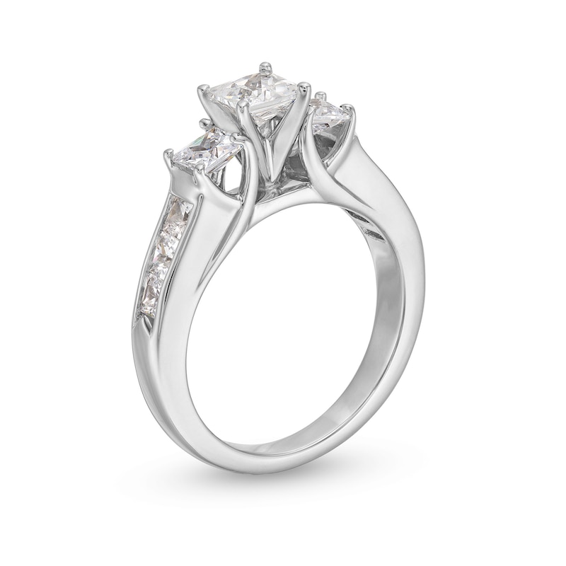 Main Image 3 of 1.95 CT. T.W. Princess-Cut Diamond Past Present Future® Engagement Ring in 14K White Gold