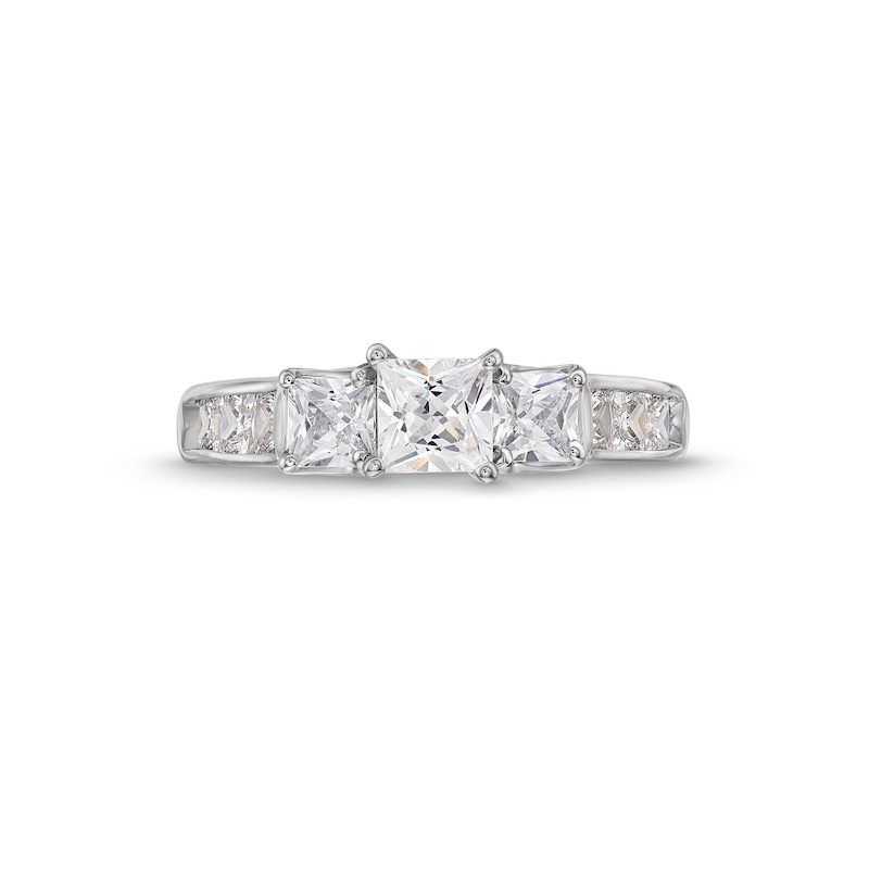 Main Image 4 of 1.95 CT. T.W. Princess-Cut Diamond Past Present Future® Engagement Ring in 14K White Gold