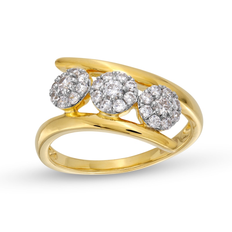 0.50 CT. T.W. Multi-Diamond Three Stone Bypass Open Shank Ring in 10K Gold|Peoples Jewellers