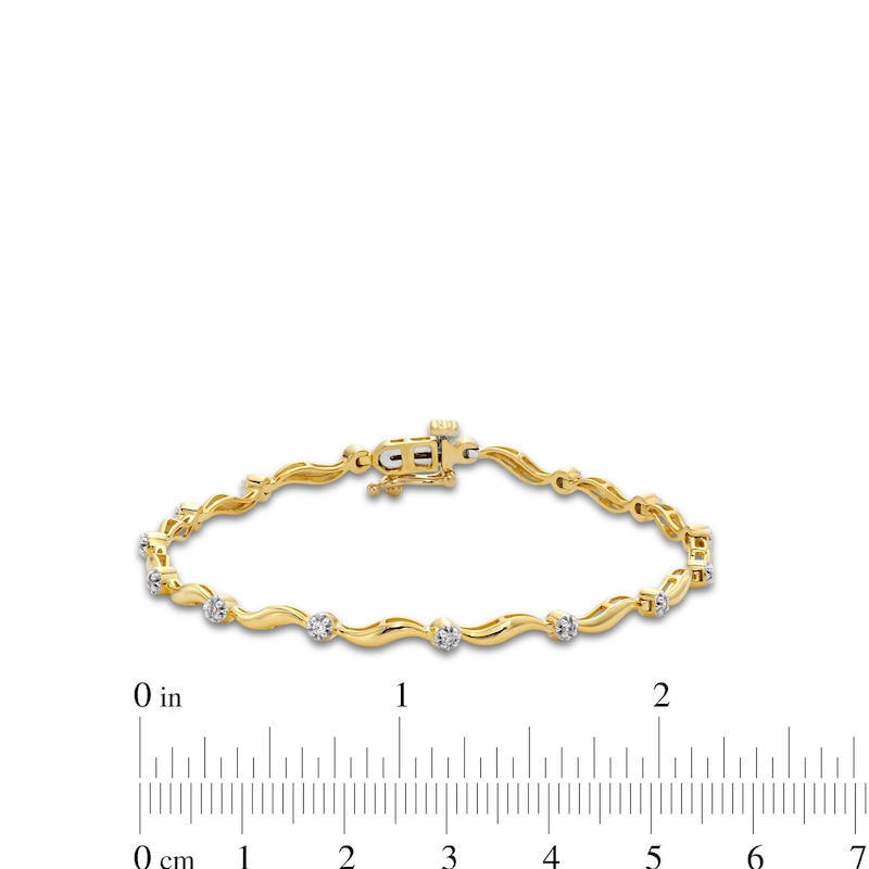 0.15 CT. T.W. Diamond Wave Link Alternating Bracelet in 10K Gold|Peoples Jewellers