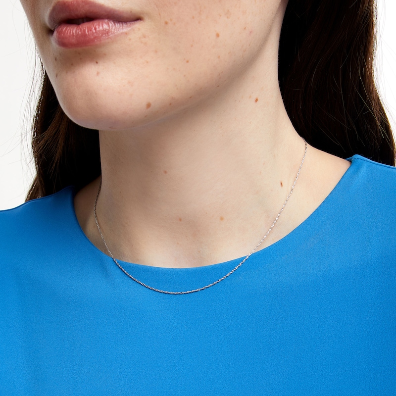 Main Image 2 of 1.0mm Singapore Chain Necklace in Solid 10K White Gold - 16"