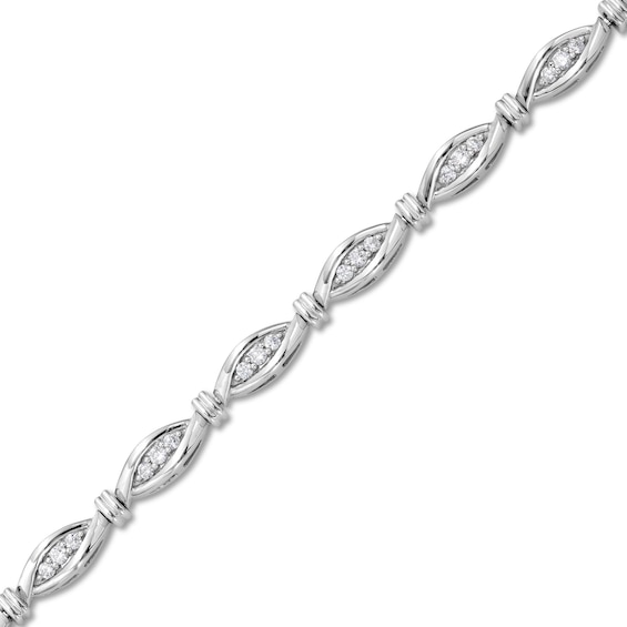 1.00 CT. T.W. Diamond Marquise Link Bracelet in Sterling Silver