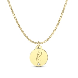 10.0mm Diamond Accent Engravable Initial Disc Pendant (1 Initial)