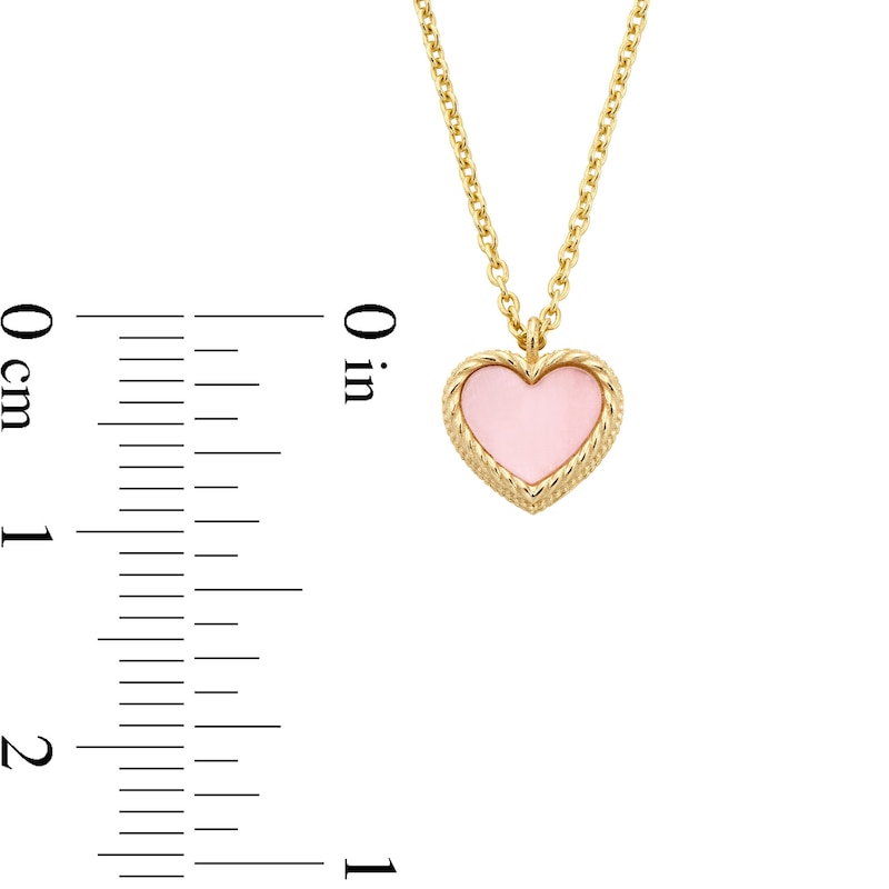 6.0mm Heart-Shaped Pink and White Mother-of-Pearl Frame Reversible Pendant in 14K Gold|Peoples Jewellers